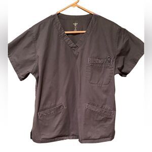 Med Couture Grey EZ Flex Scrub Top Size Large